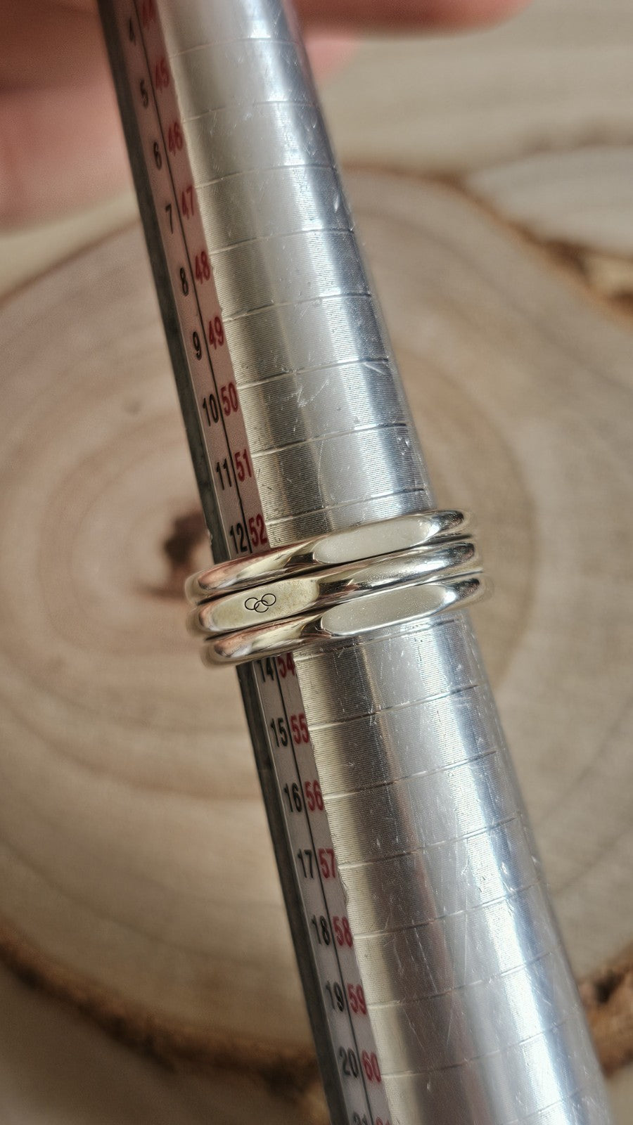 Links of London 925 Sterling Silver Triple Band Spinner Ring , Size M 1/2