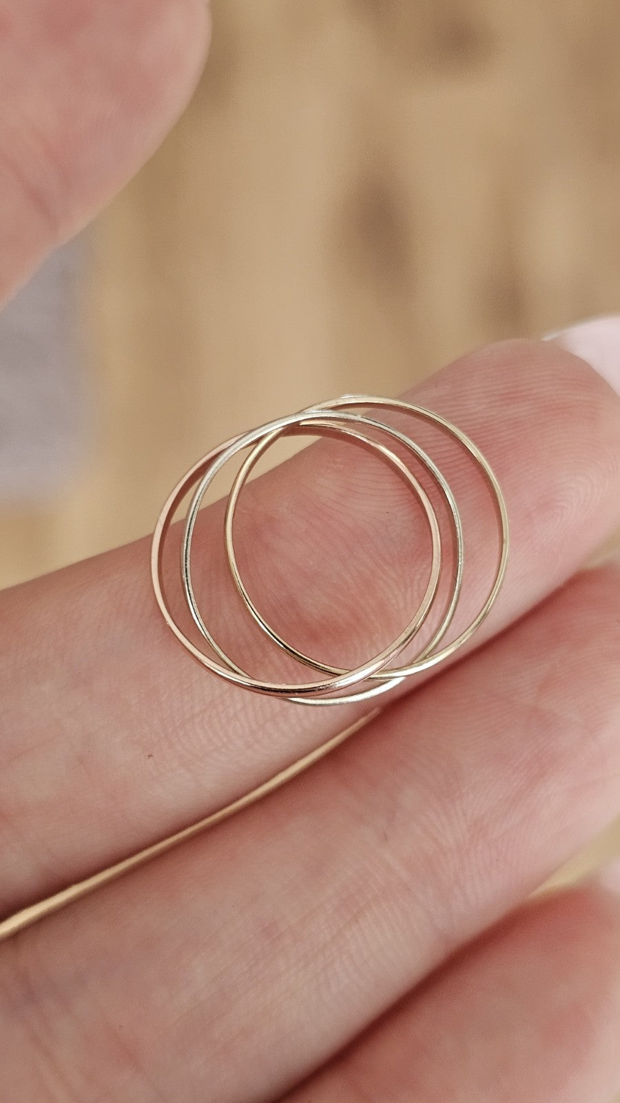 9ct Tri Colour Gold Russian Wedding Ring Triple Interlocking Bands Size K 1/2 