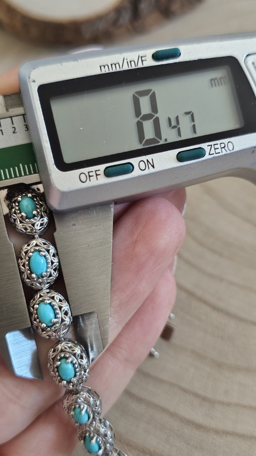 925 Sterling Silver Sleeping Beauty Turquoise Bracelet 8" Fully Hallmarked
