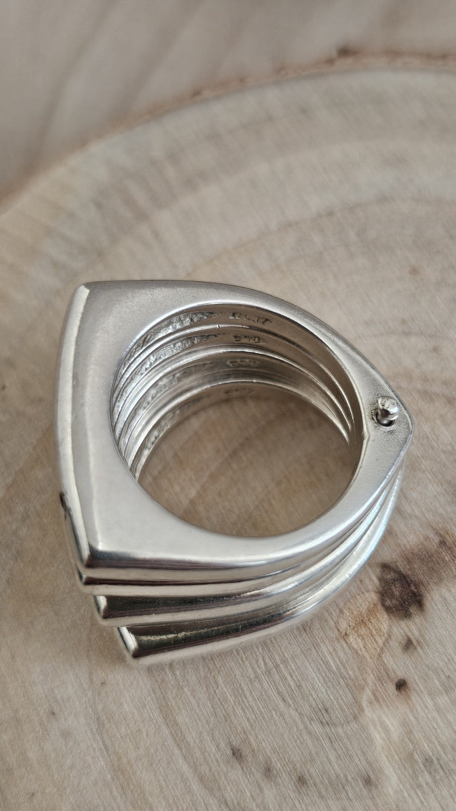 925 Sterling Silver 4 Band Articulated Statement Ring  Size M 1/2 22.11g