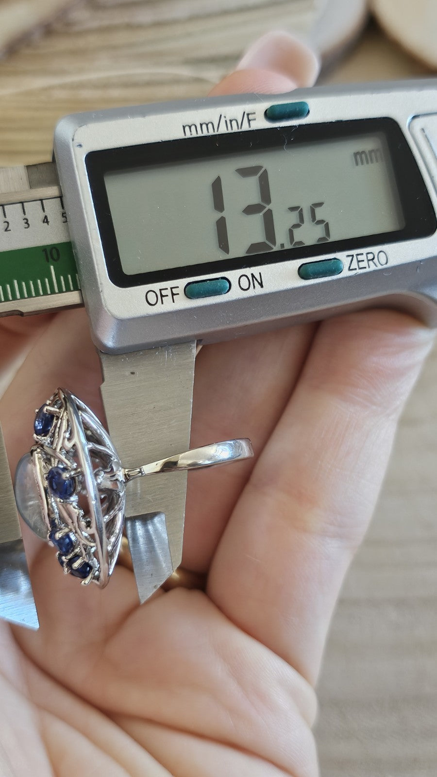 Shipton & Co 925 Silver Moonstone Kyanite Arts & Crafts Ring Size N 1/2