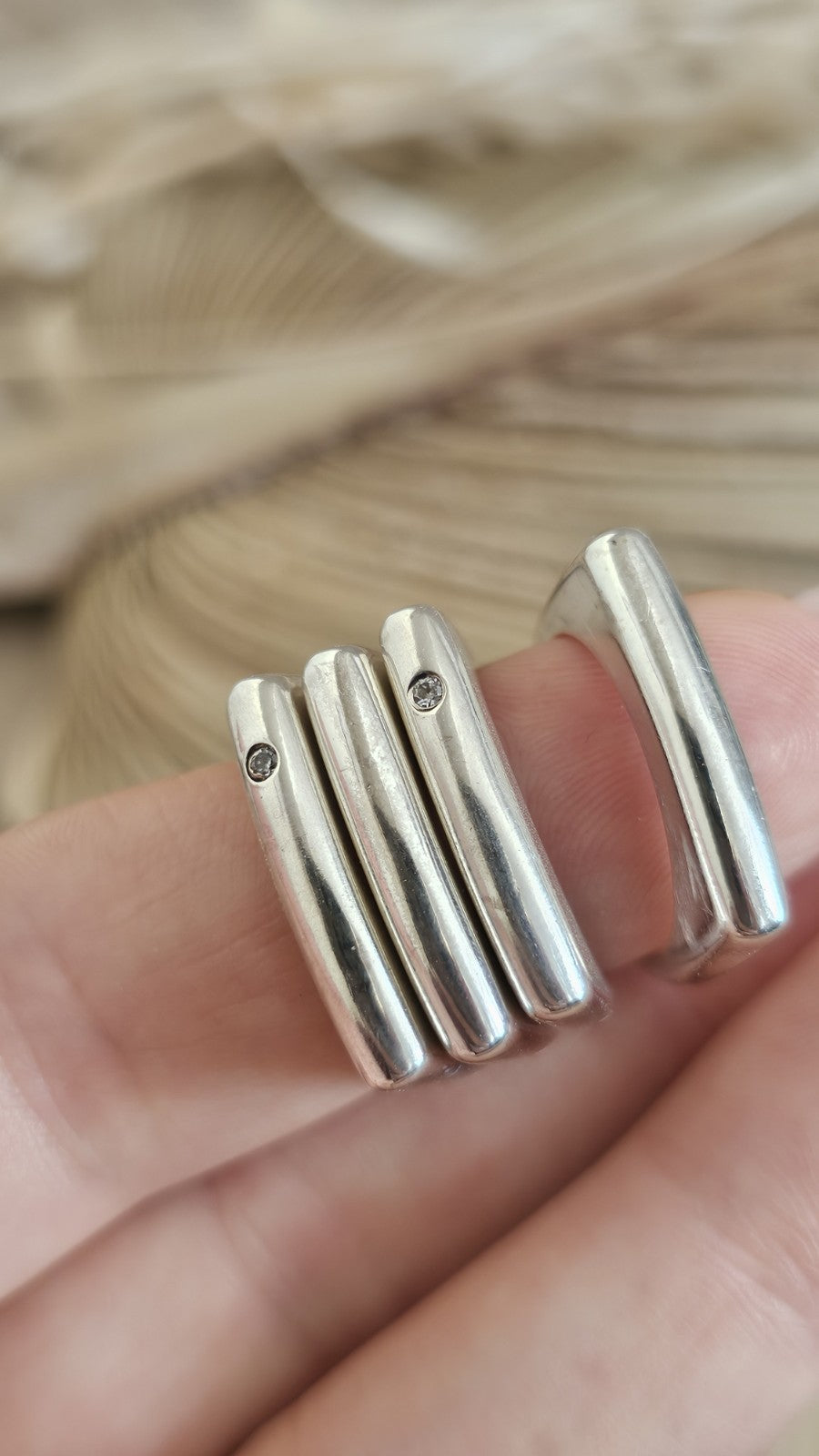 925 Sterling Silver 4 Band Articulated Statement Ring  Size M 1/2 22.11g