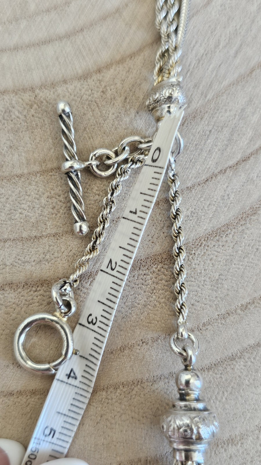 Antique Victorian 900 Silver Albertina Watch Chain Bracelet Tassel 17.88g