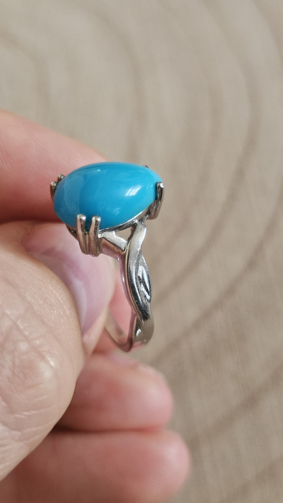 925 Sterling Silver Sleeping Beauty Turquoise Pear Ring Size P 1/2 4.47g