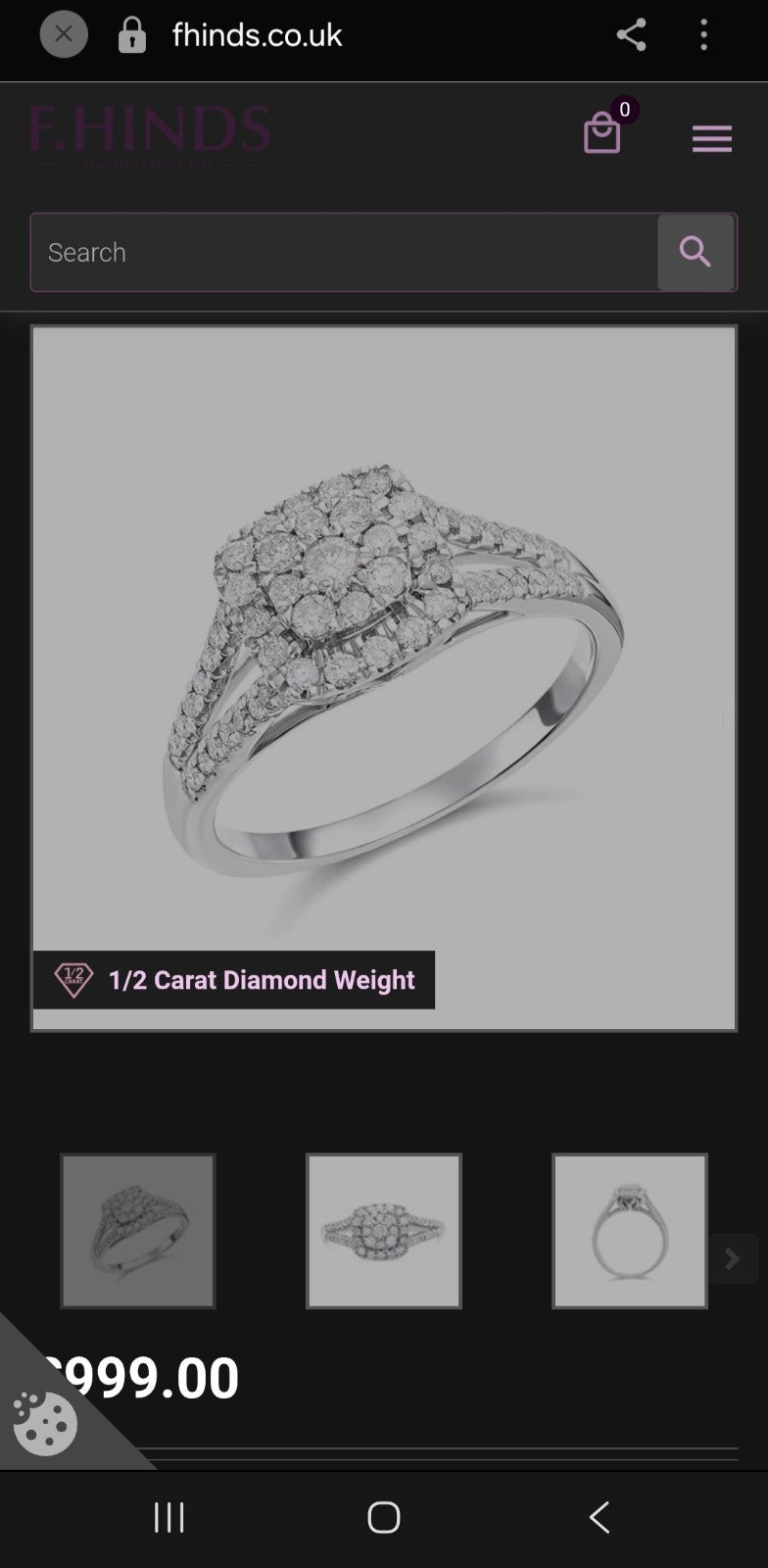 💎 9ct White Gold 0.50ct Natural Diamond Cluster Ring – Size K½ – Sparkling