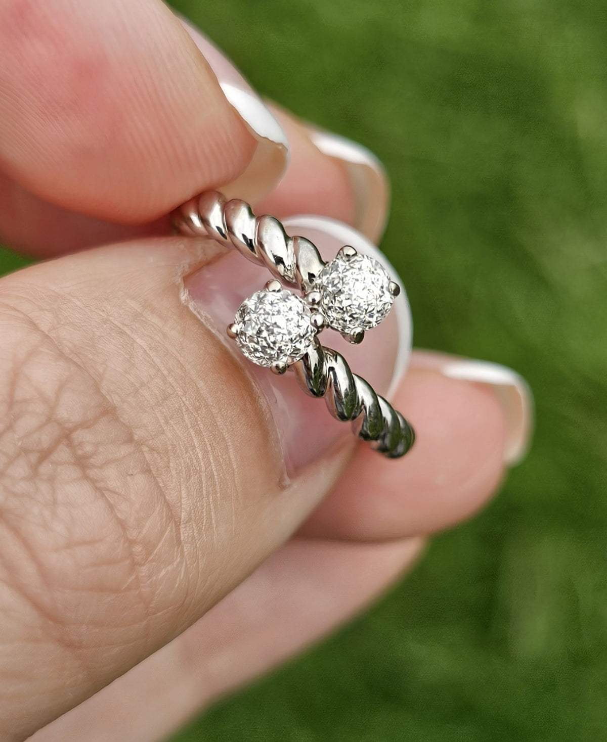 14K White Gold 1.00ct Crown of Light Natural Diamond Unity Ring WGI, size M1/2