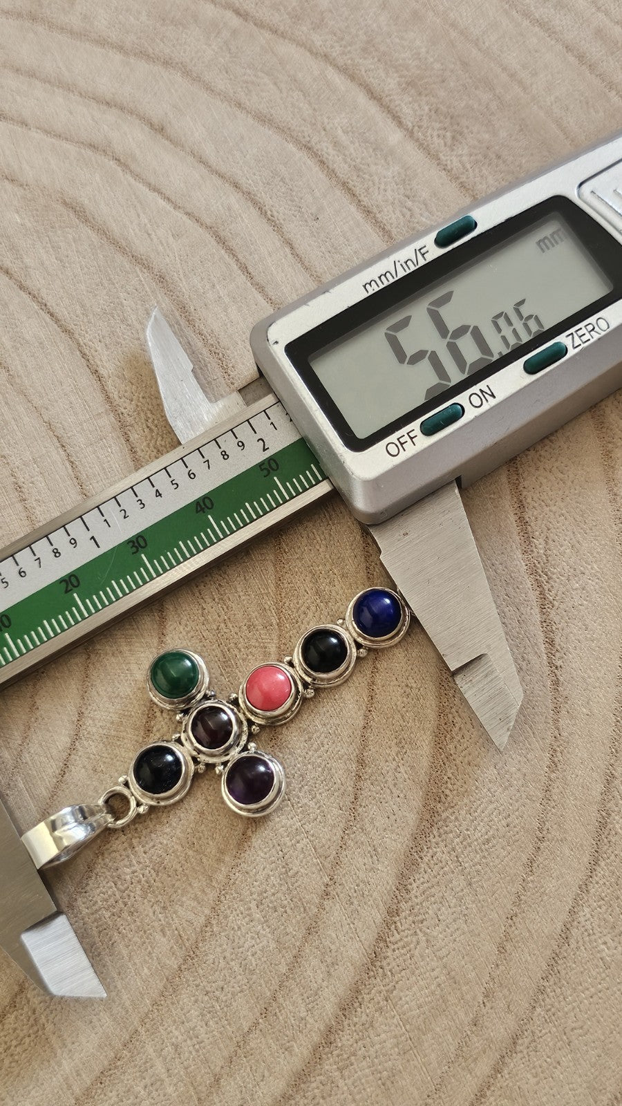 925 Sterling Silver Multi Gemstone Cross Pendant –Lapis, Garnet, Amethyst & More