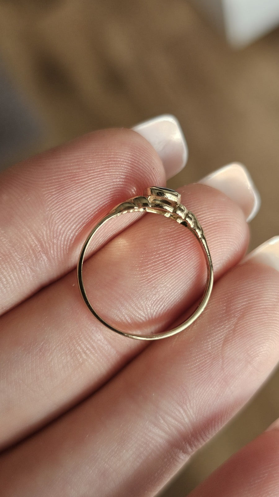 💜 Vintage 9ct Yellow Gold Blue John Ring – Size N ✨