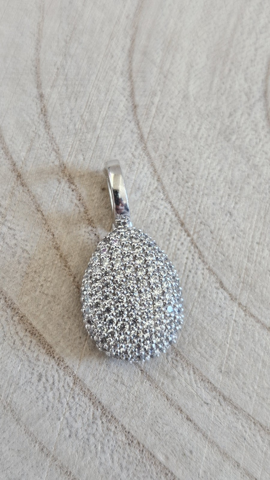 TI SENTO Milano 925 Sterling Silver CZ Pavé Oval Snap On Bale Pendant 3.68g