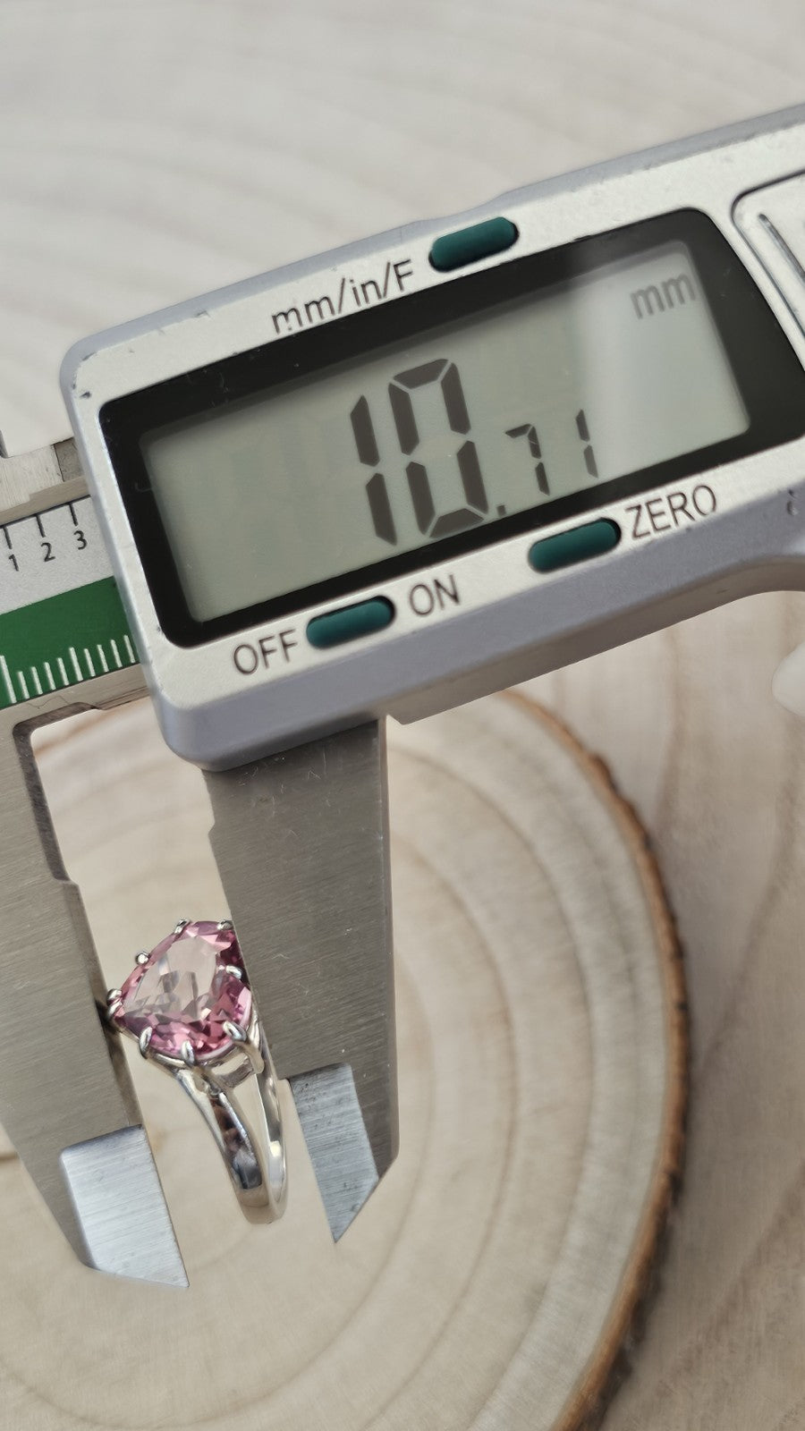 TGGC 925 Sterling Silver Pink Tourmaline Heart Ring Size S – 3.08g