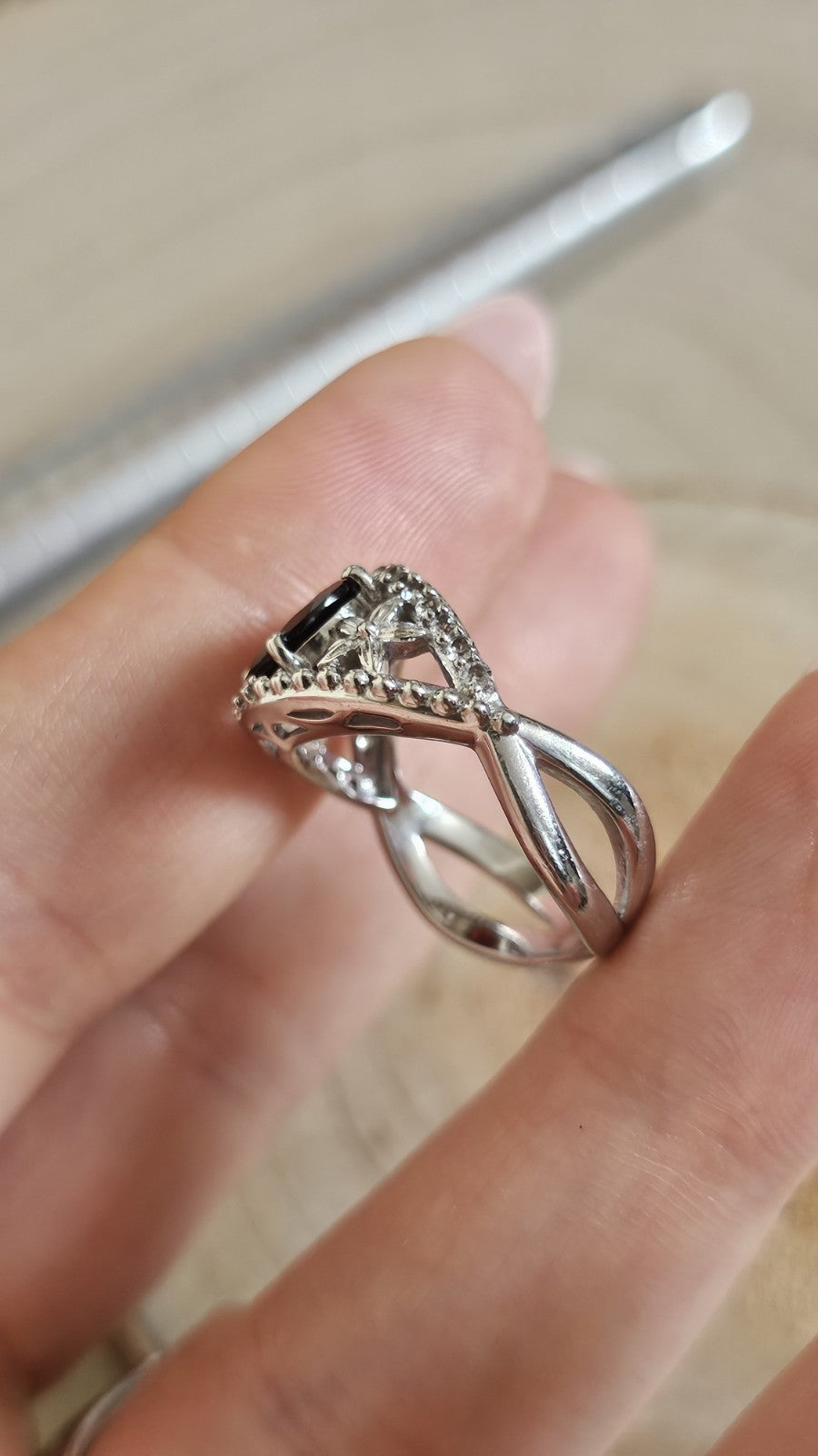 TGGC 925 Sterling Silver Garnet & Zircon Ring Size P 1/2 5.40g
