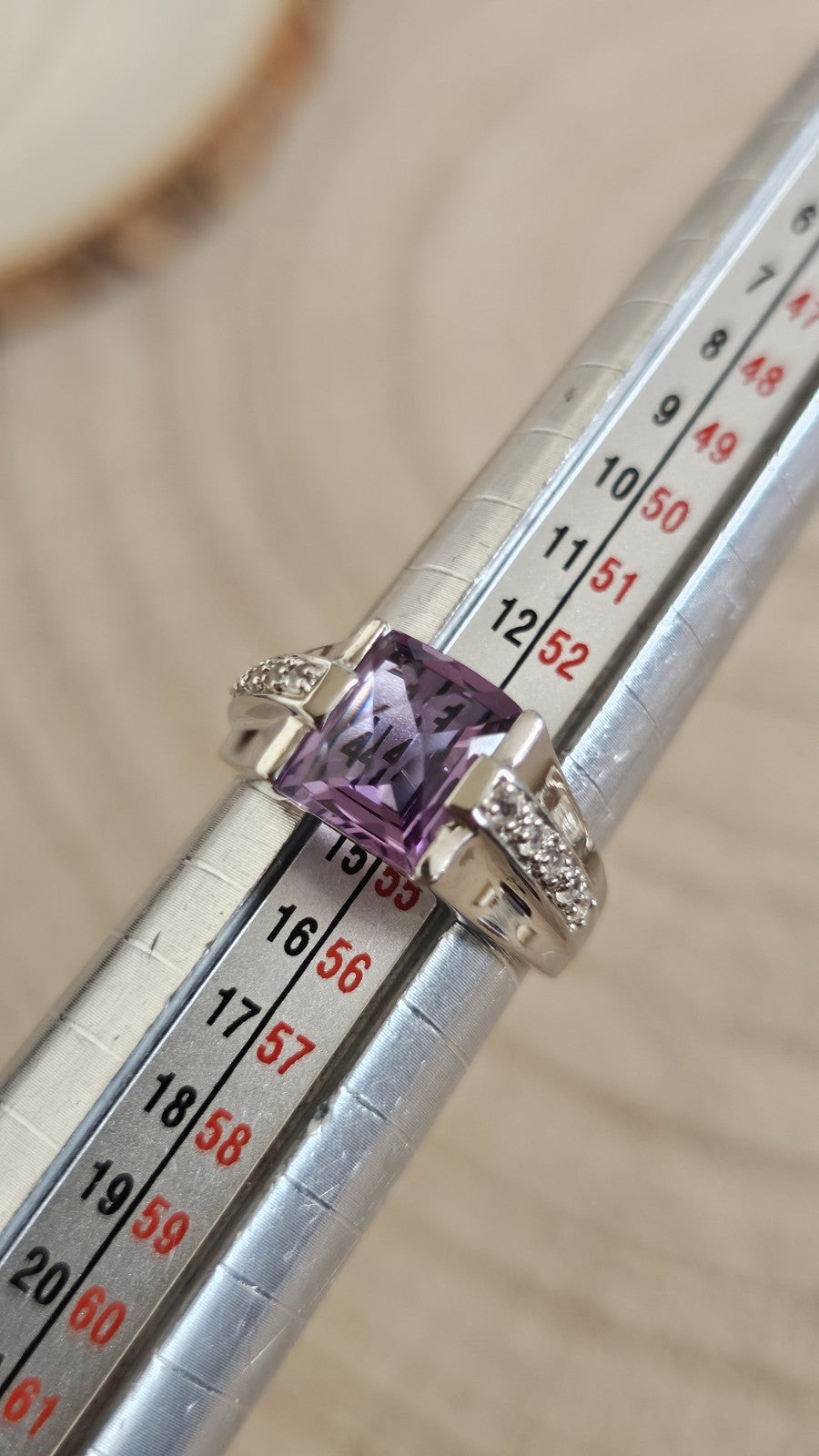 925 Sterling Silver Amethyst & Cubic Zirconia Ring – Size N 1/2 – 4.55g