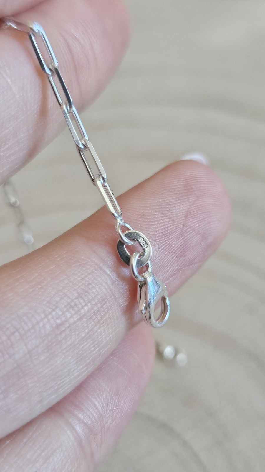925 Sterling Silver Paperclip Link Bracelet 7.25" 18.4cm , New in Box
