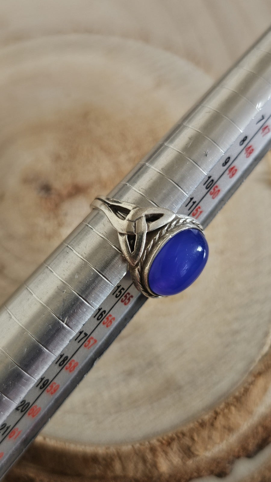 925 Sterling Silver Blue Chalcedony Cabochon Ring Size M 1/2 4.88g