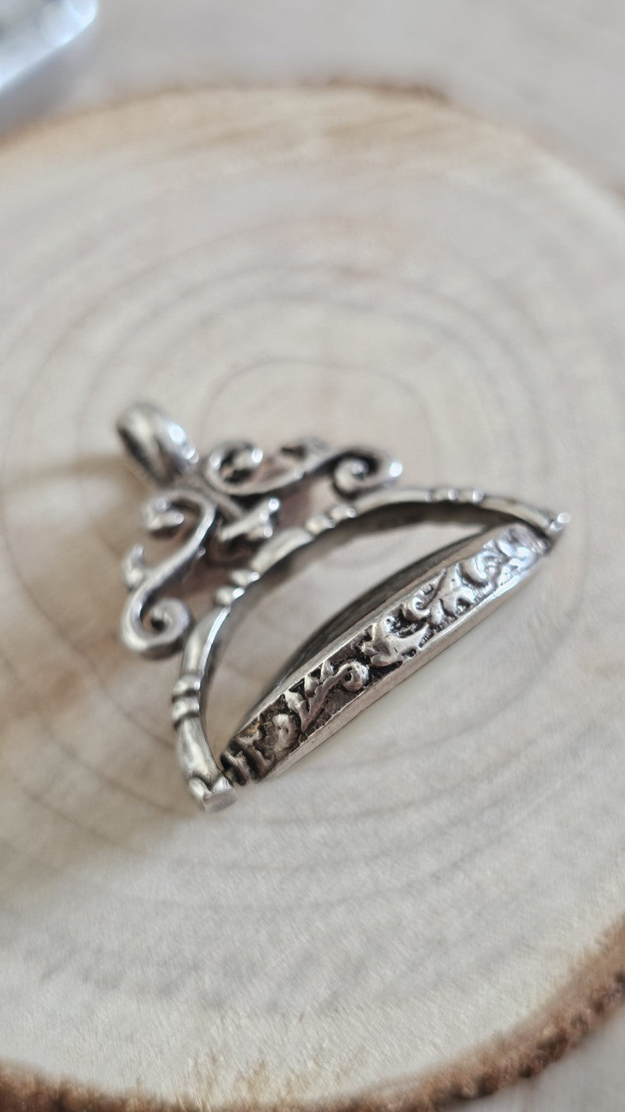 925 Sterling Silver Hallmarked Oval Bezel Reversible Pendant Cotham Marble