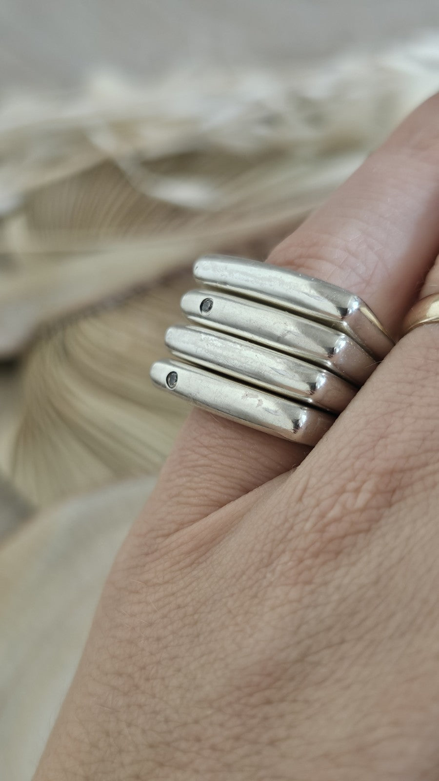 925 Sterling Silver 4 Band Articulated Statement Ring  Size M 1/2 22.11g