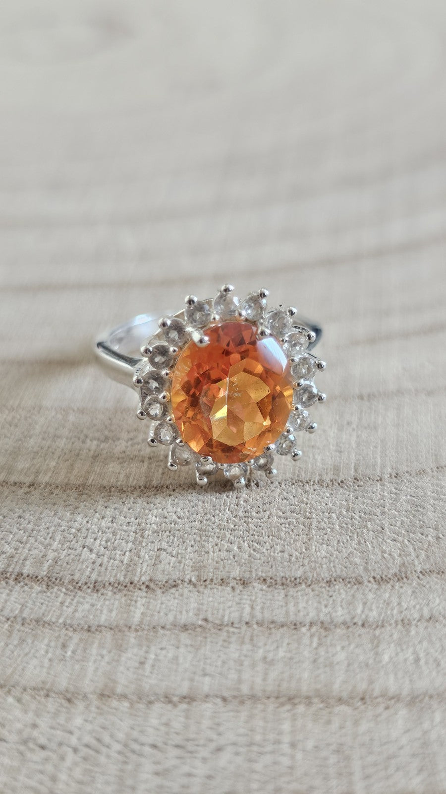 Mystic Quartz & White Zircon Halo Statement Ring – Size R 1/2 – 5.44g
