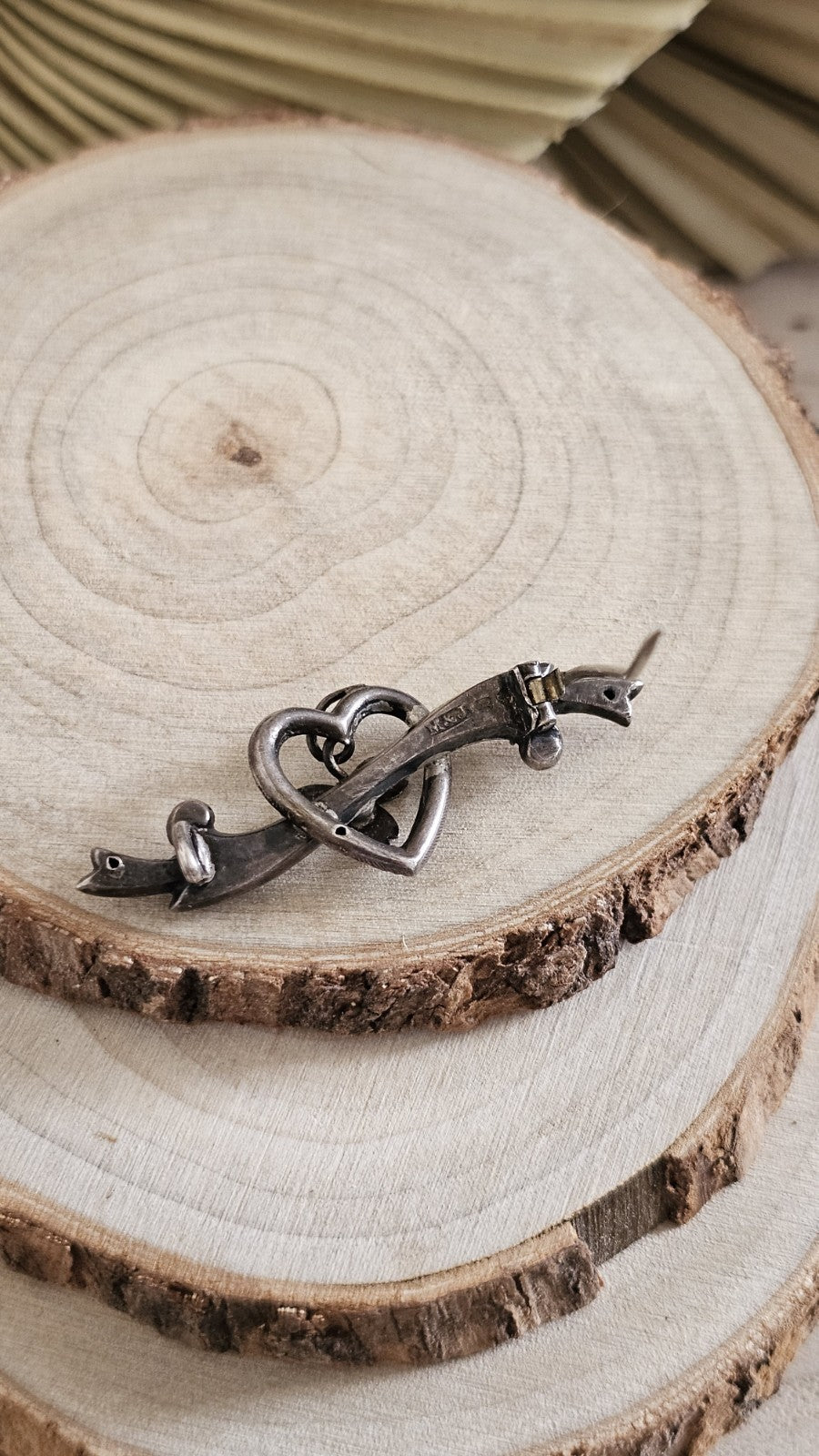 Antique Sterling Silver Heart Floral Brooch M&J Chester Hallmarked Victorian