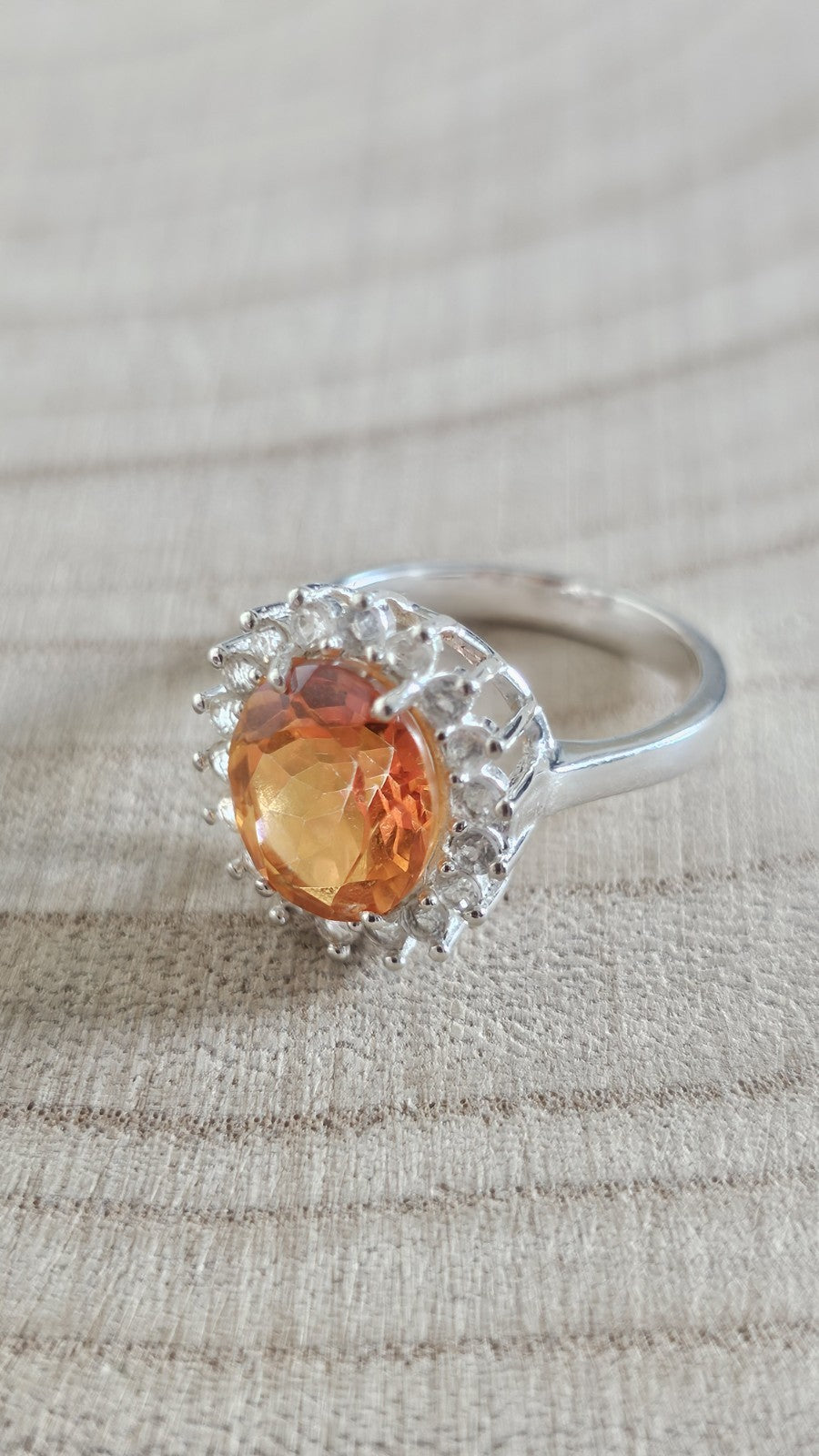 Mystic Quartz & White Zircon Halo Statement Ring – Size R 1/2 – 5.44g