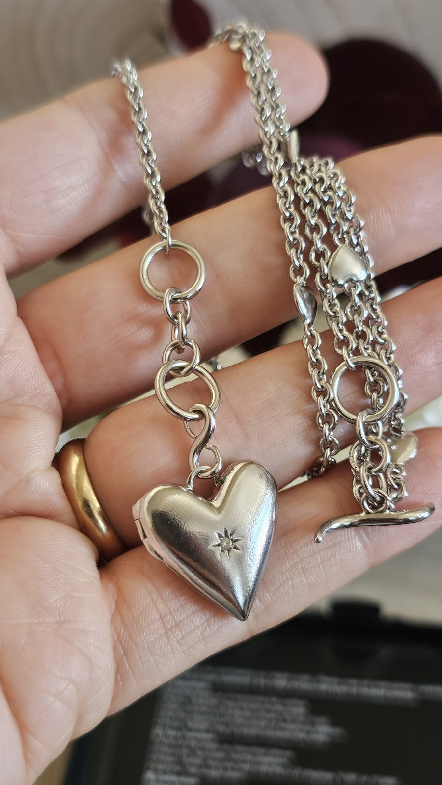 Hot Diamonds 925 Sterling Silver Heart Locket Diamond T-Bar Necklace 22–23"