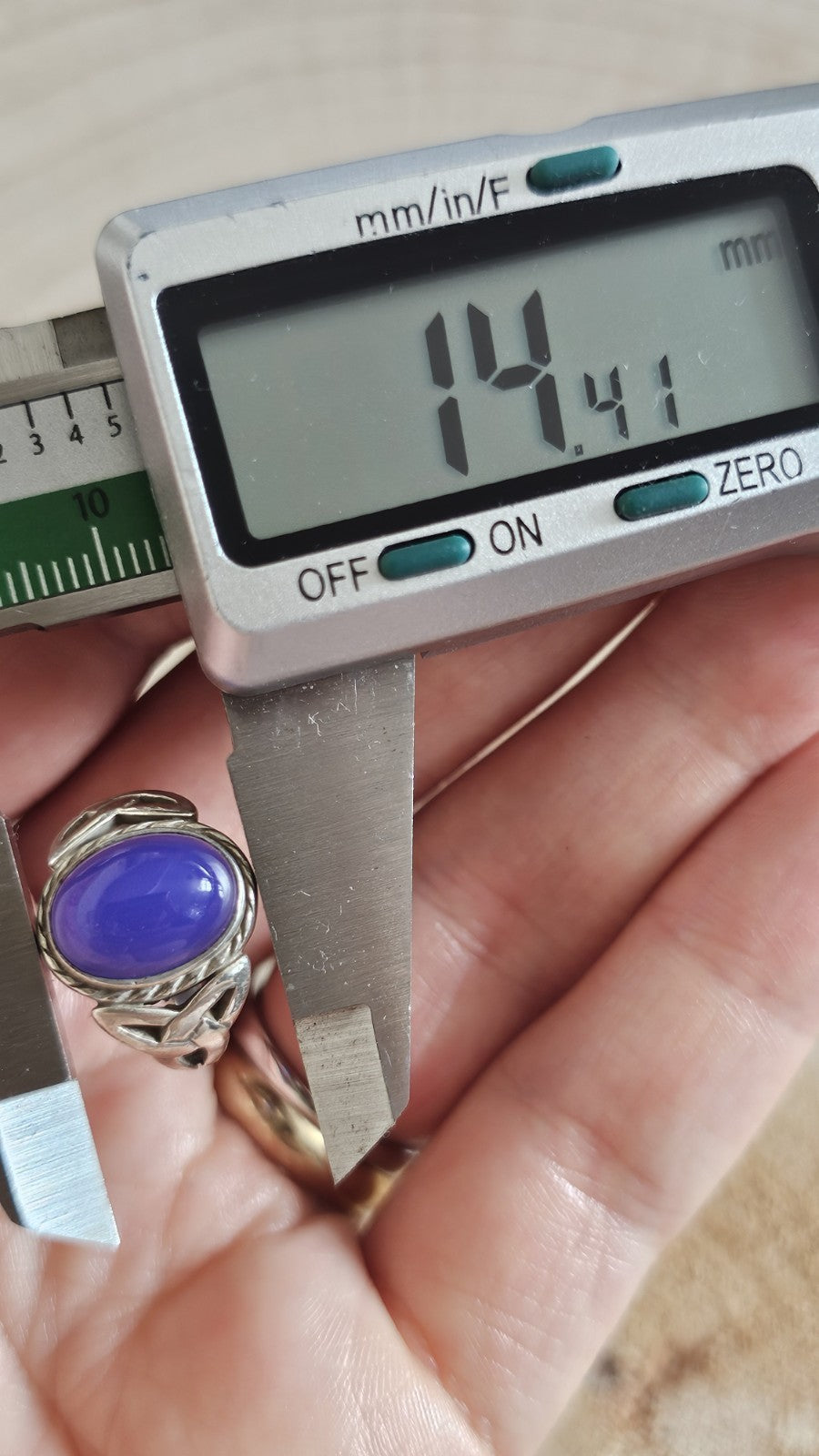 925 Sterling Silver Blue Chalcedony Cabochon Ring Size M 1/2 4.88g