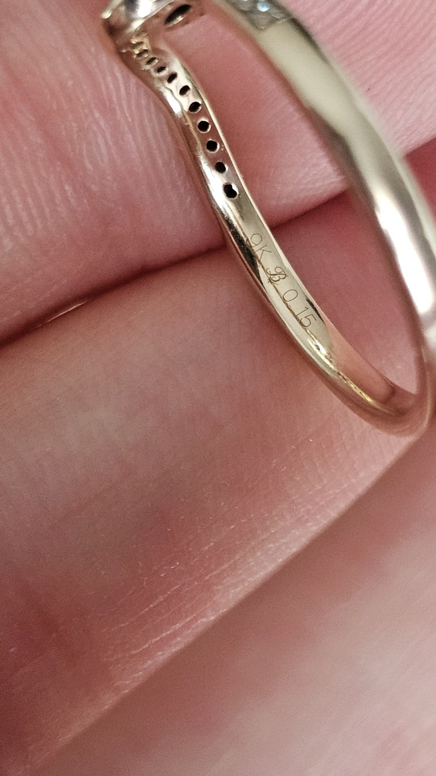 9ct Yellow Gold Natural Sapphire & Diamond 0.15ct Swirl Ring Size Q Hallmarked