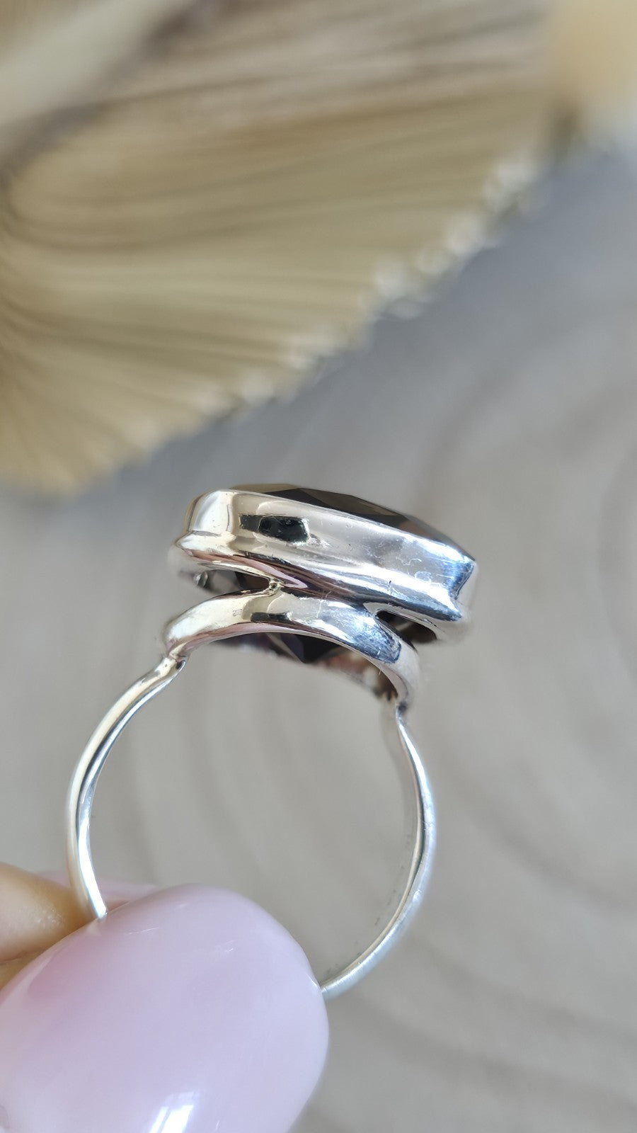 925 Sterling Silver Smoky Quartz Statement Ring Size P TGGC 8g