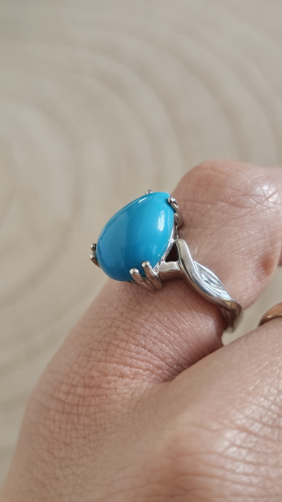 925 Sterling Silver Sleeping Beauty Turquoise Pear Ring Size P 1/2 4.47g