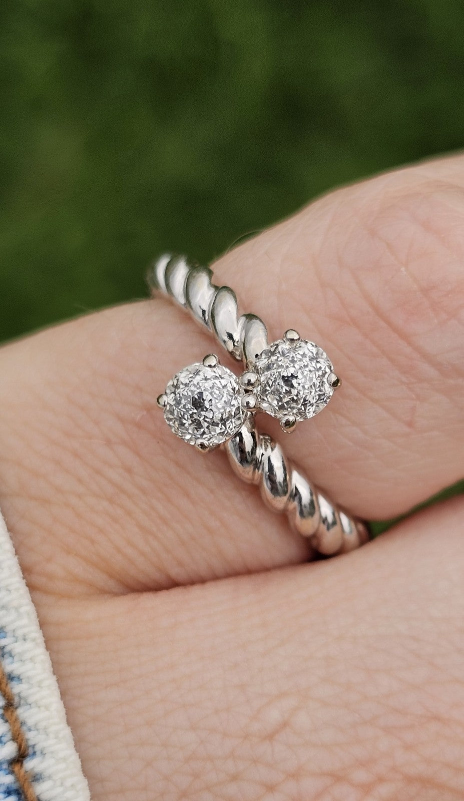 14K White Gold 1.00ct Crown of Light Natural Diamond Unity Ring WGI, size M1/2