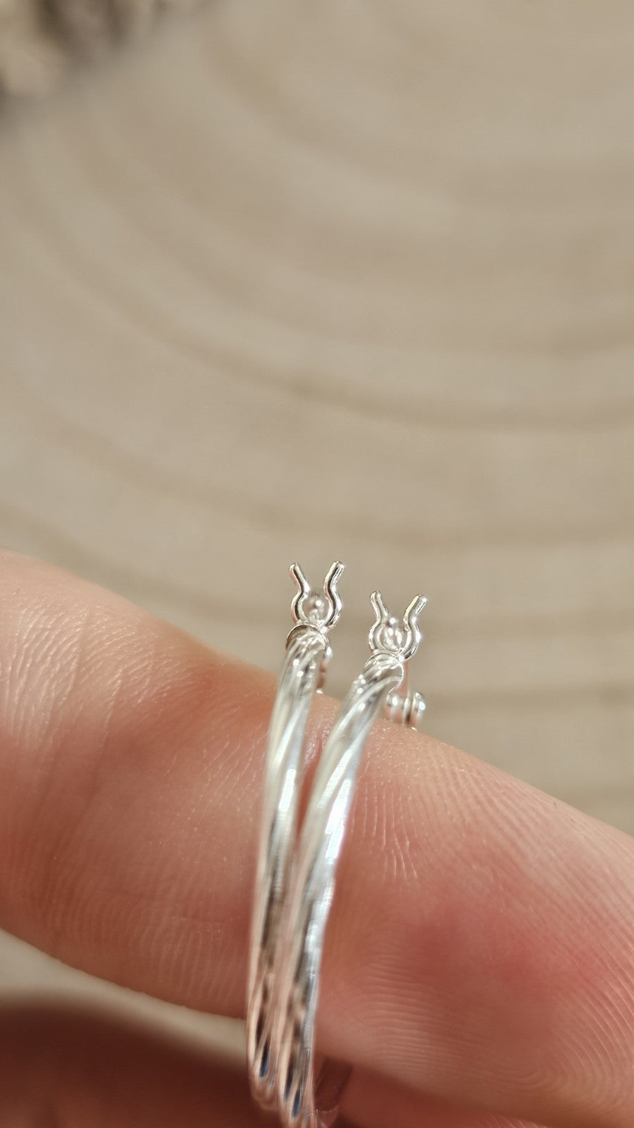 925 Sterling Silver Twisted Hoop Earrings 27.5mm Medium Hoops Stamped 925
