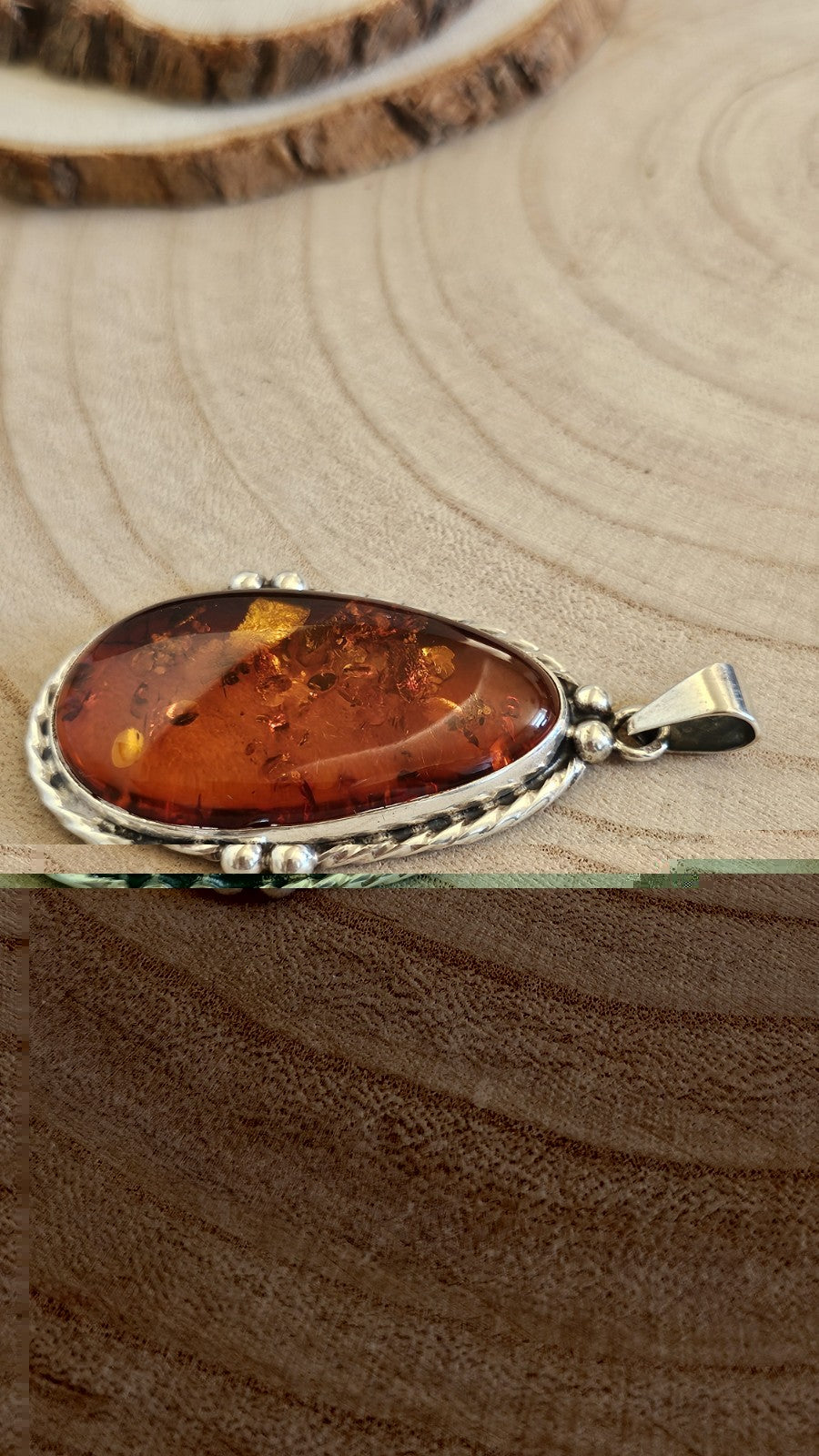 Large 925 Sterling Silver Amber Teardrop Pendant 20.50g 68.36mm