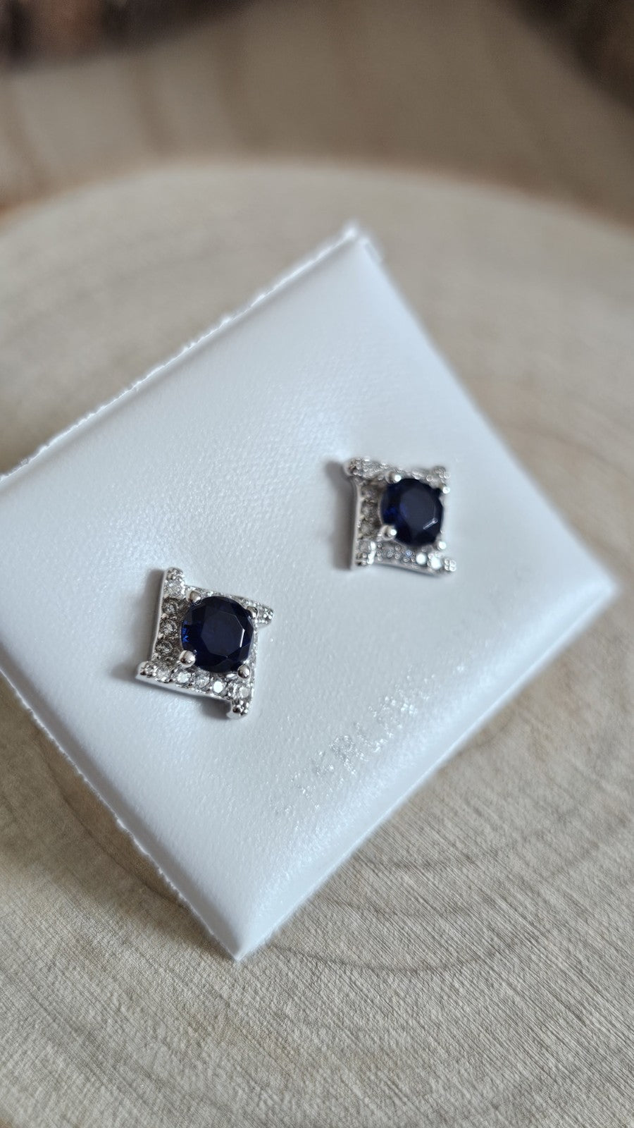 925 Sterling Silver Blue CZ Square Halo Stud Earrings Rhodium Plated 7mm New