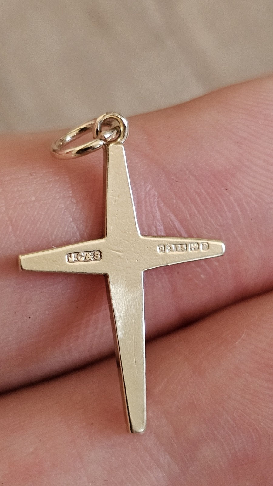 Vintage 1939 9ct Yellow Gold Cross Pendant Joseph Cook & Son Hallmarked 0.73g