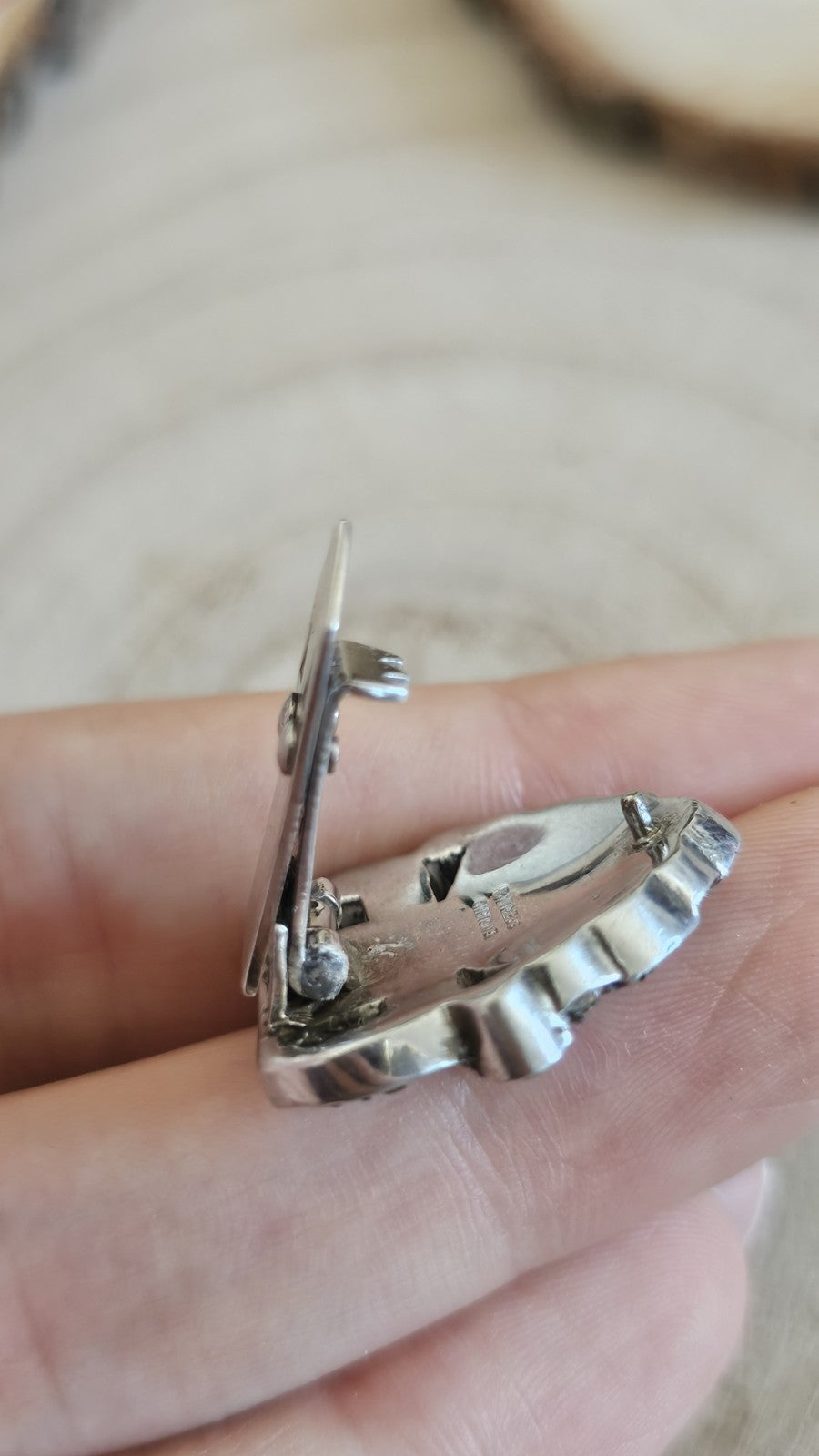 Antique Art Deco Sterling Silver Paste Rhinestone Dress Clip England c1930s