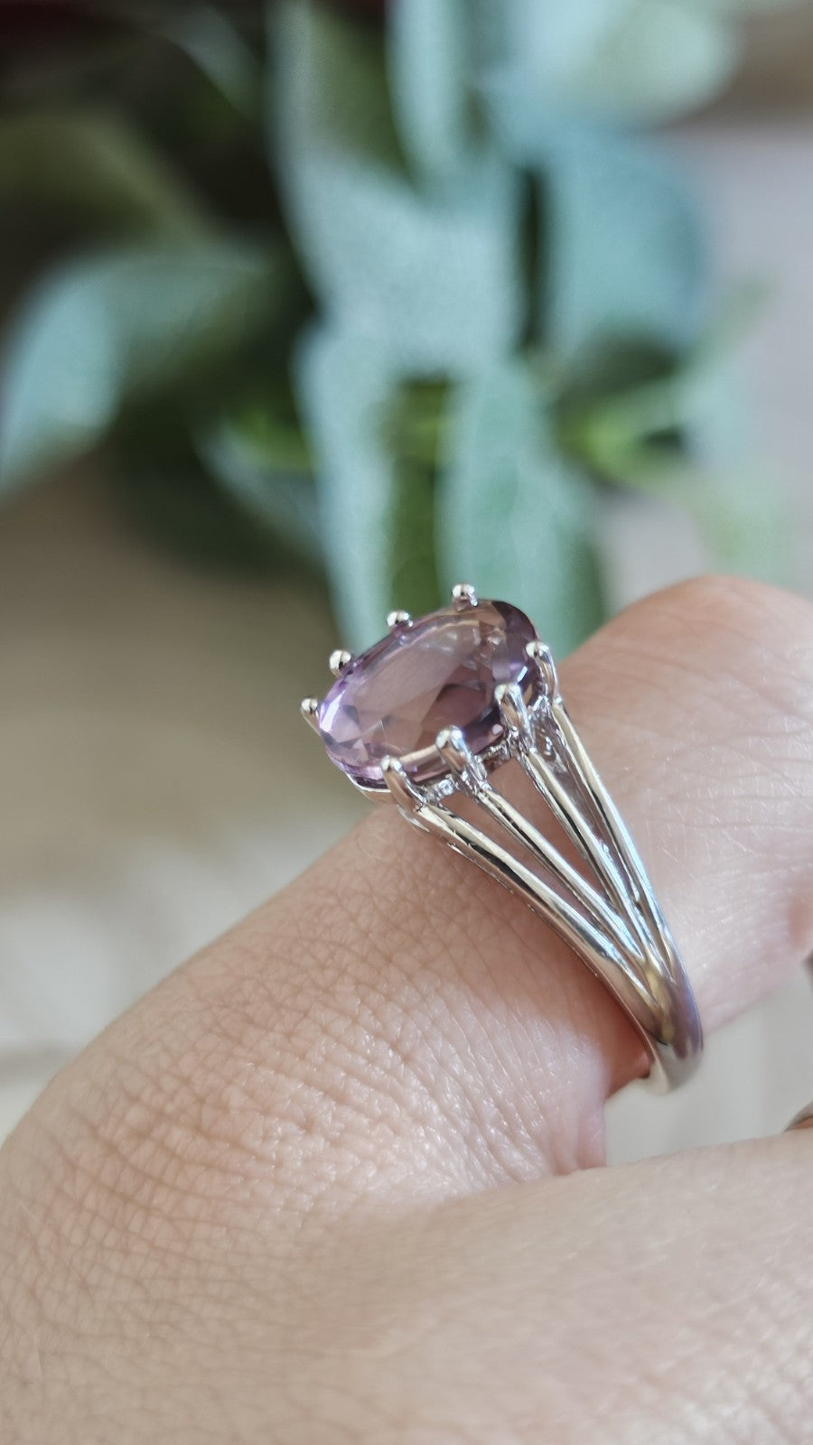 925 Sterling Silver Ametrine Oval Gemstone Ring Size R 1/2 TGGC 4.07g