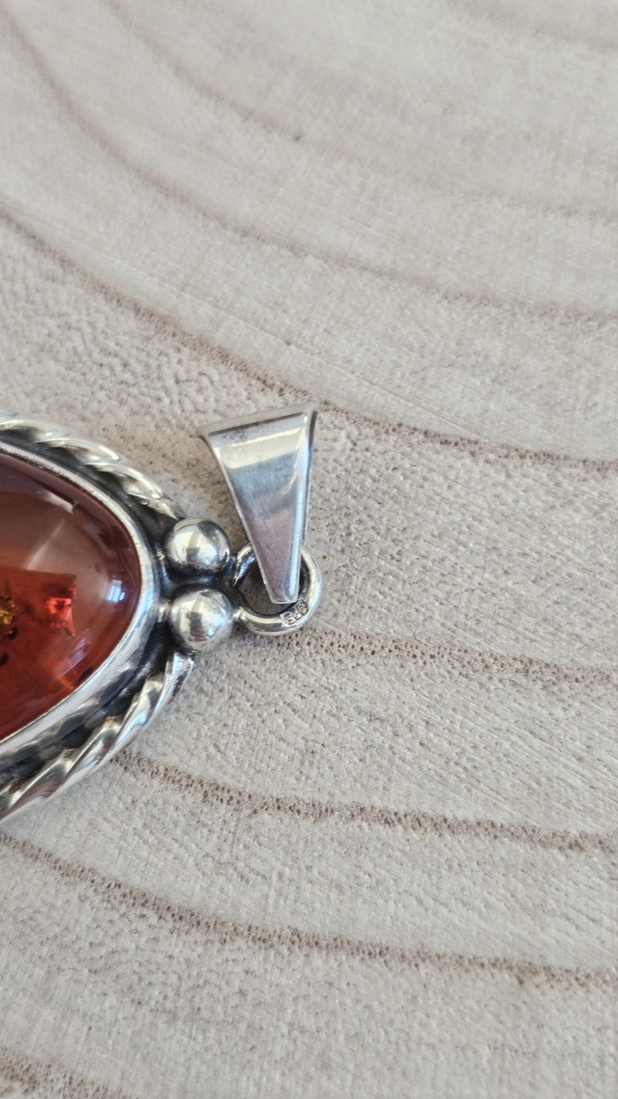 Large 925 Sterling Silver Amber Teardrop Pendant 20.50g 68.36mm