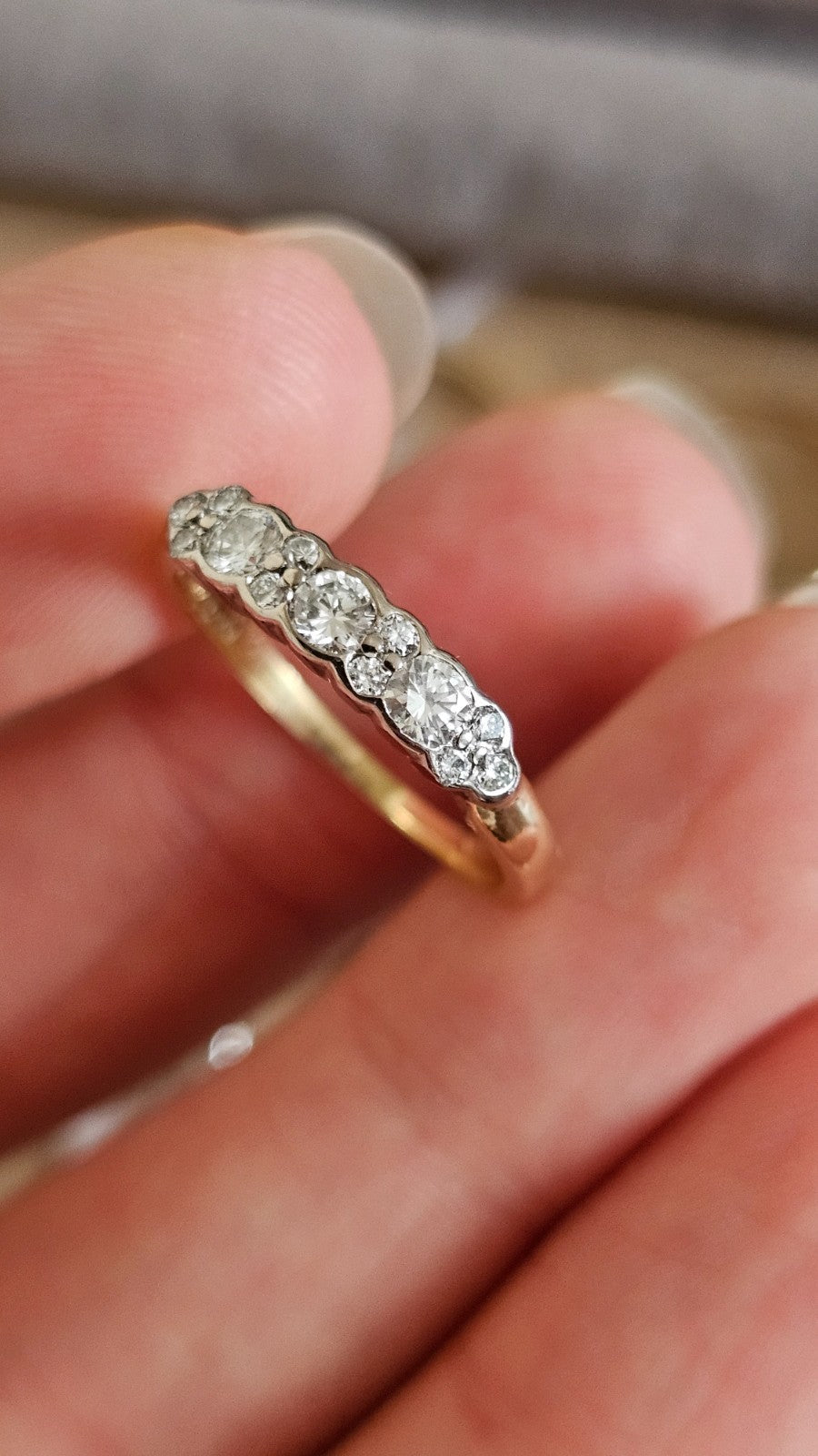 18ct Gold Natural Diamond Half Eternity Ring 0.50ct Diamond Certified Size O 1/2