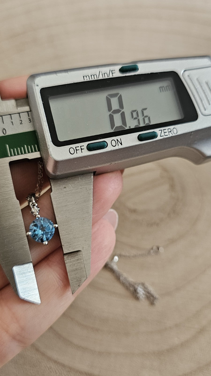 9ct White Gold Natural Blue Topaz & Diamond Pendant Necklace – 18 Inches