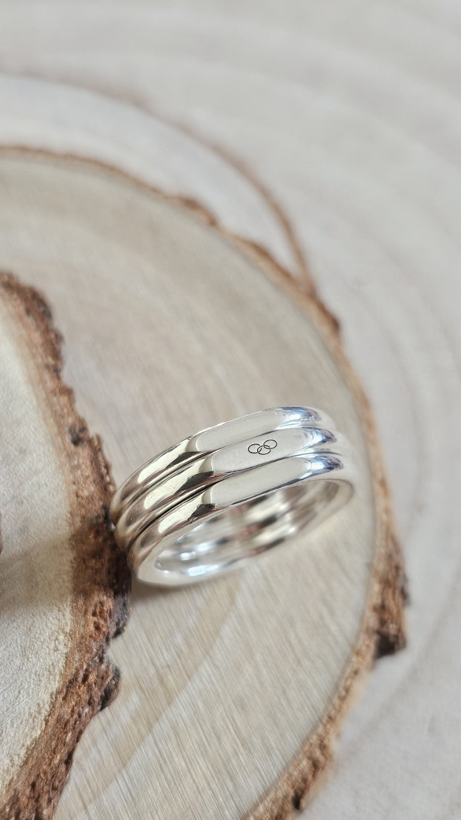 Links of London 925 Sterling Silver Triple Band Spinner Ring , Size M 1/2
