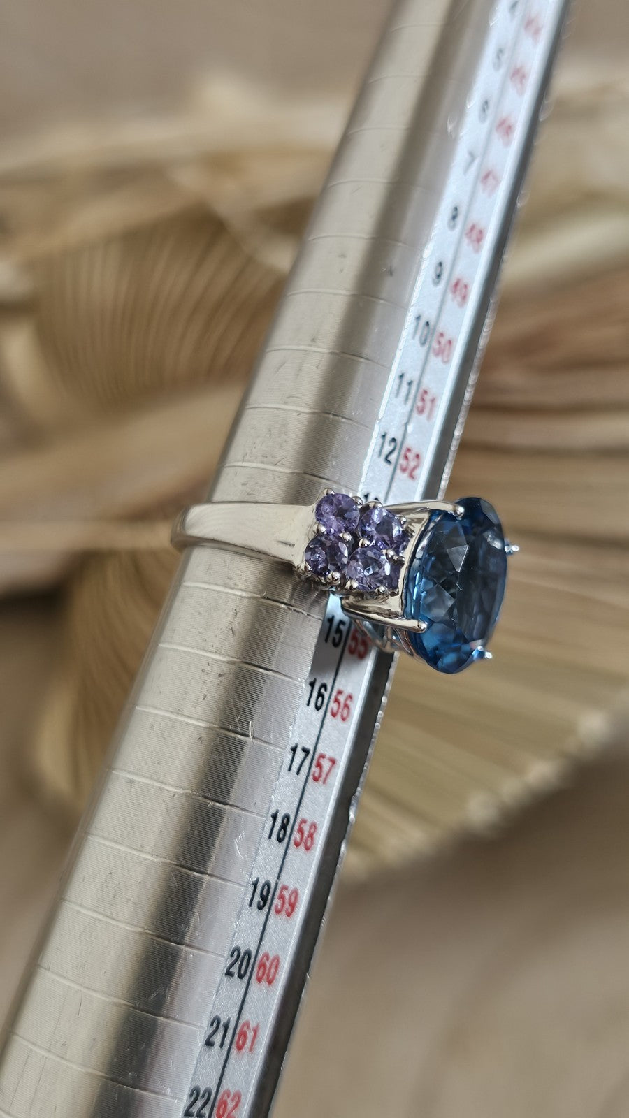 Sterling Silver Swiss Blue Topaz Tanzanite Cluster Ring Size N 4.64g