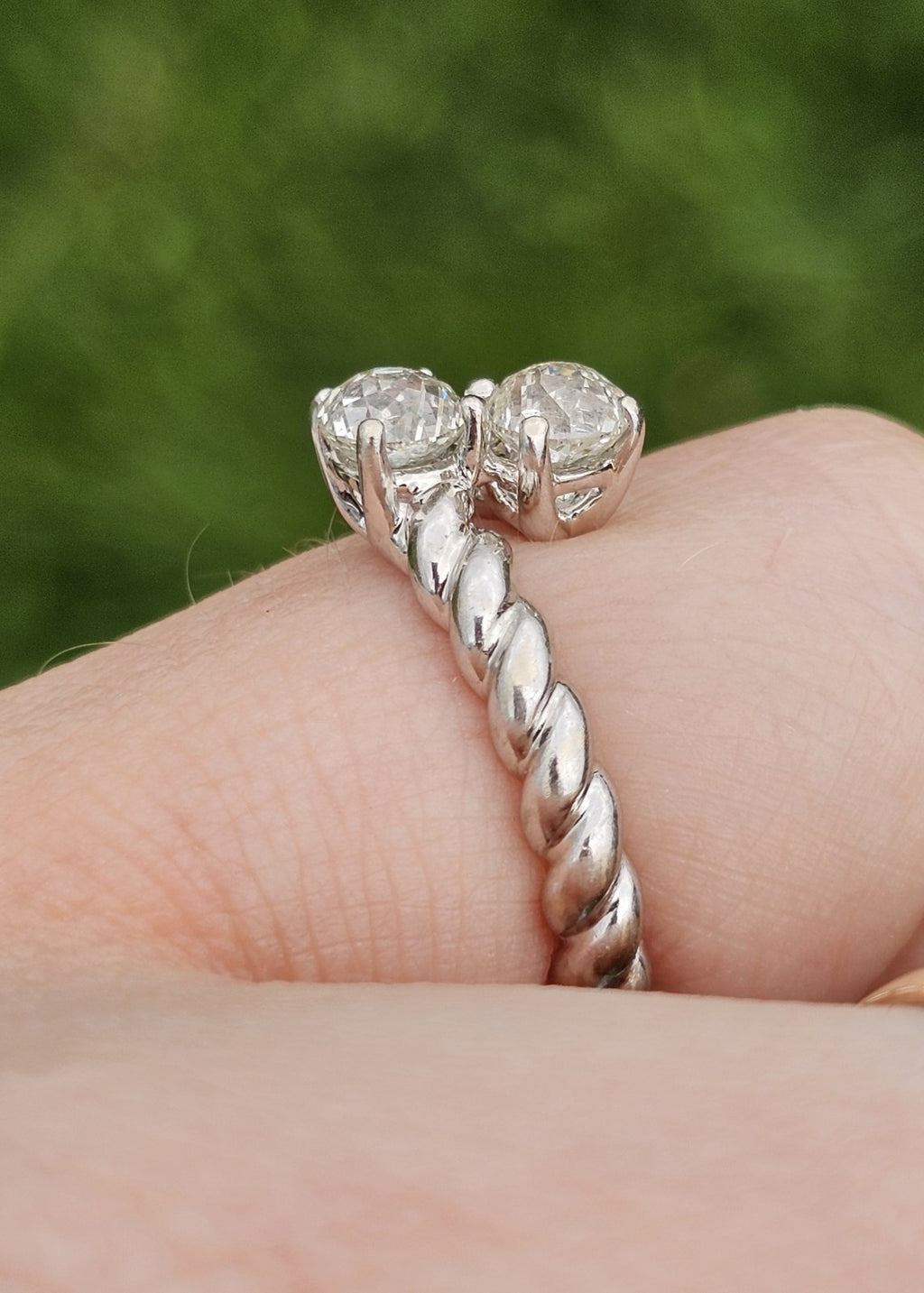 14K White Gold 1.00ct Crown of Light Natural Diamond Unity Ring WGI, size M1/2