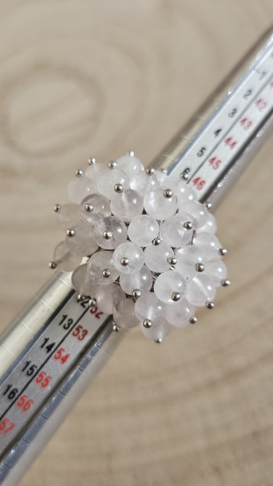 925 Sterling Silver Rose Quartz Cluster Ring Hallmarked Size J 1/2–13.20g