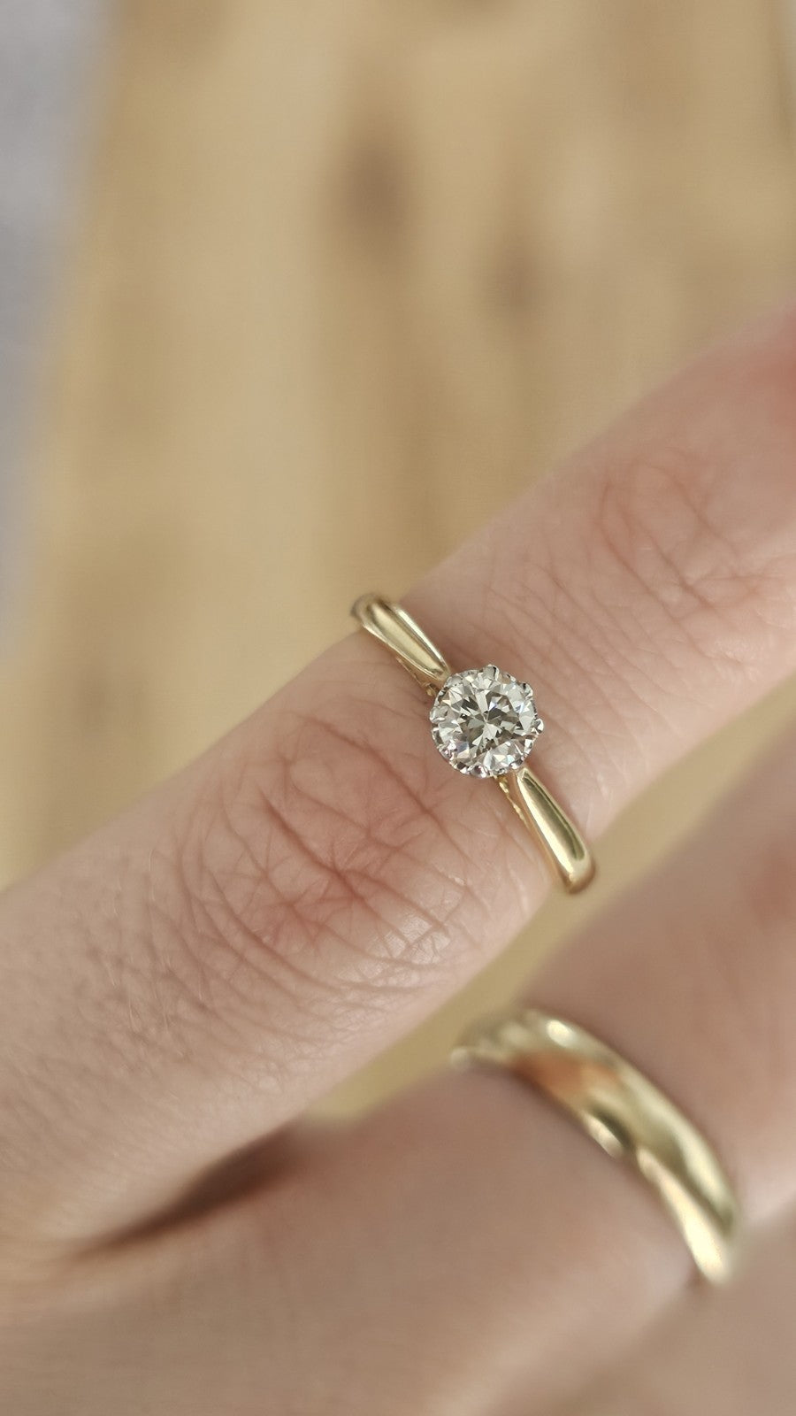 Brawingtons 18ct Yellow Gold Solitaire Round Brilliant Diamond Ring 0.30ct J 1/2