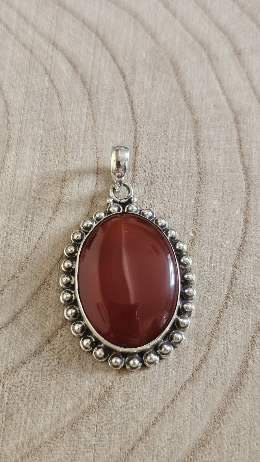 925 Sterling Silver Large Carnelian Pendant – Oval Statement Pendant 15g