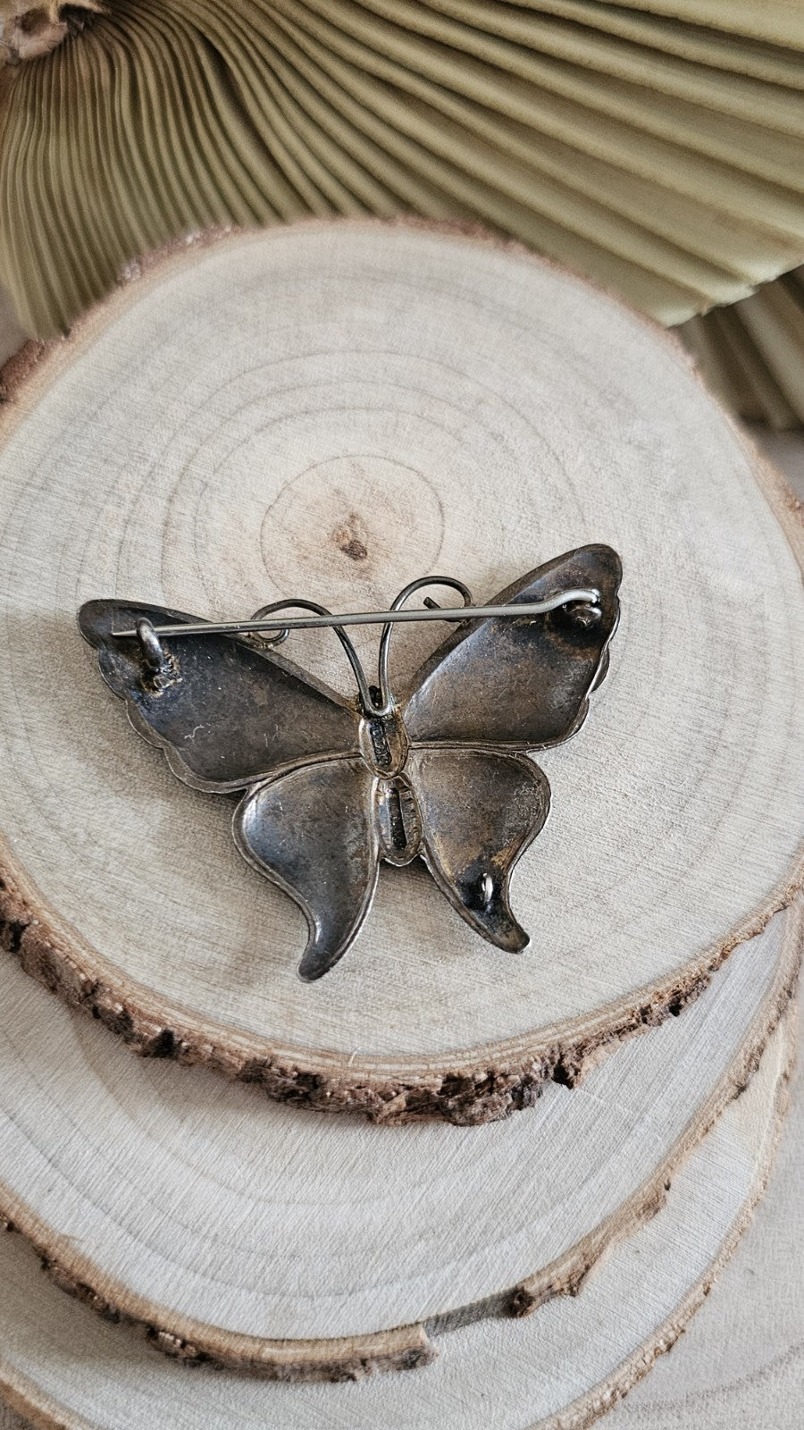 Antique Thomas Lyster Mott TLM Sterling Silver Enamel Butterfly Brooch Art Deco