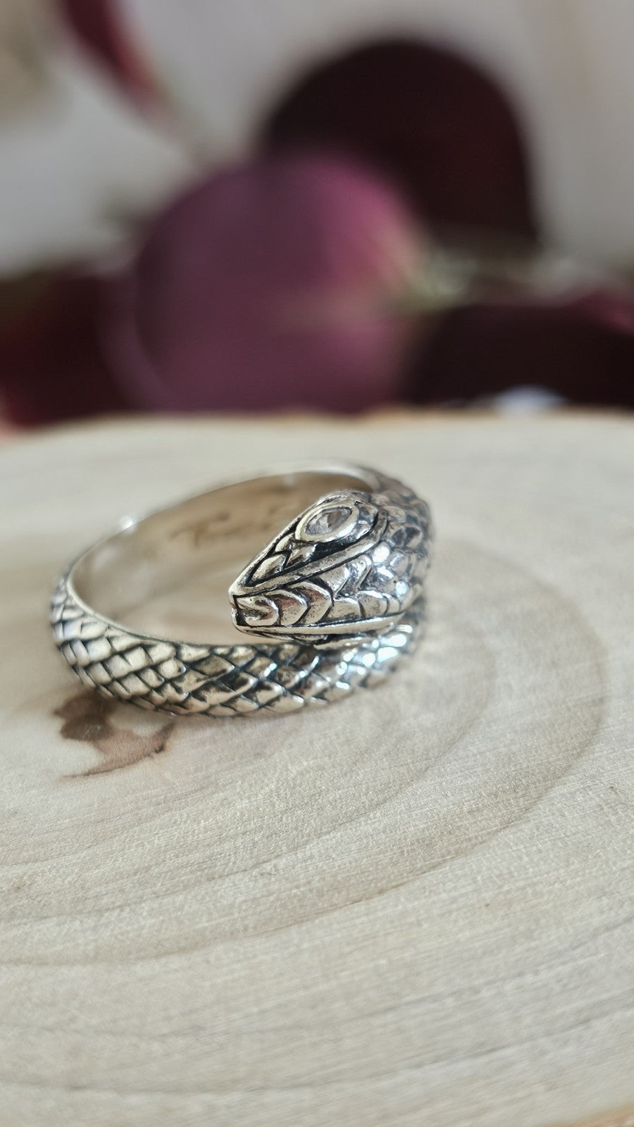 Thomas Sabo 925 Sterling Silver Snake Ring Clear Stone Eyes Size P 1/2 9.19