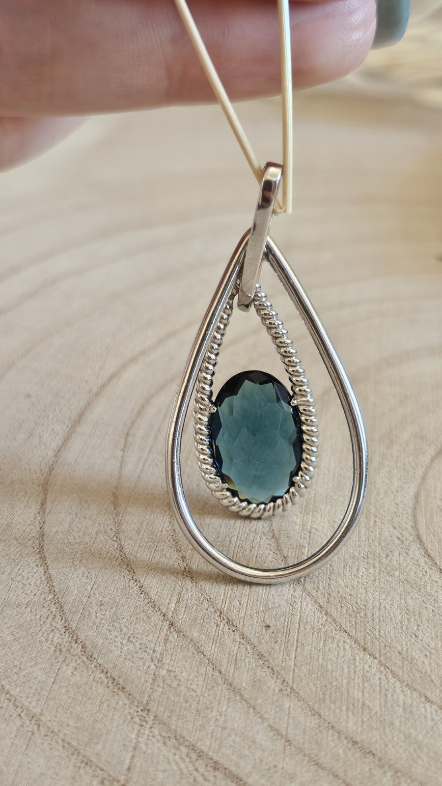 TI SENTO Milano 925 Sterling Silver Blue Faceted Pendant Snap On Bail 9.4g