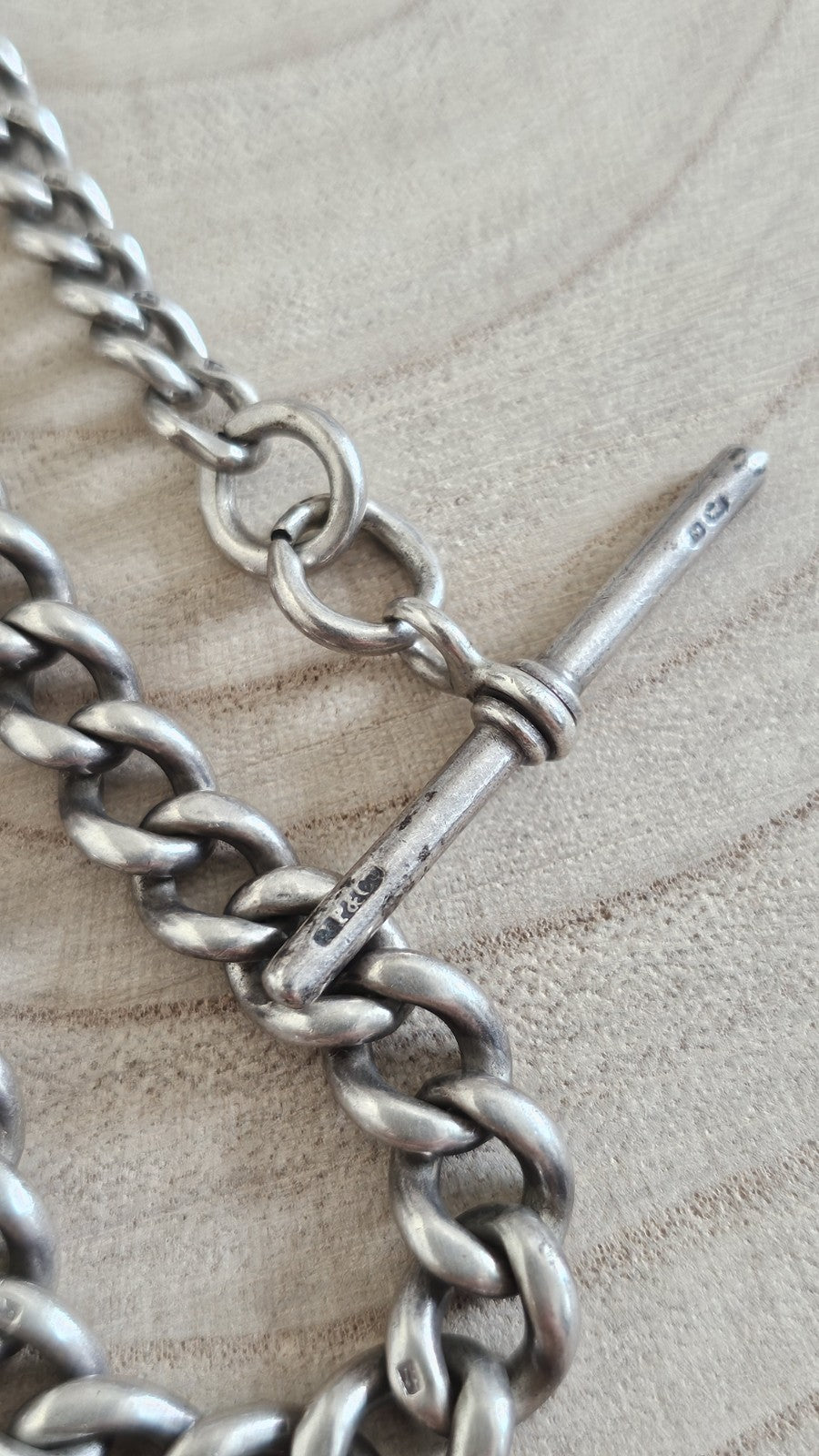 Antique 1901 Sterling Silver Graduated Albert Chain 1889 Carnelian BloodstoneFob