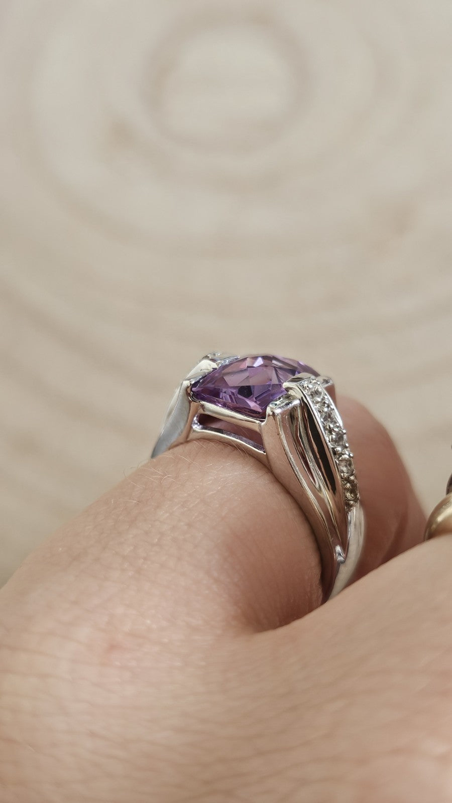 925 Sterling Silver Amethyst & Cubic Zirconia Ring – Size N 1/2 – 4.55g