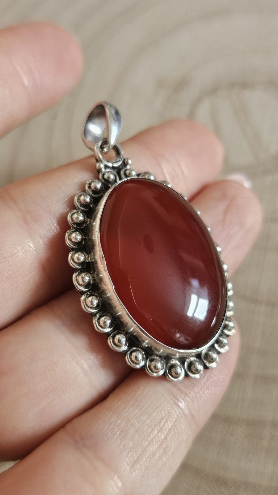925 Sterling Silver Large Carnelian Pendant – Oval Statement Pendant 15g